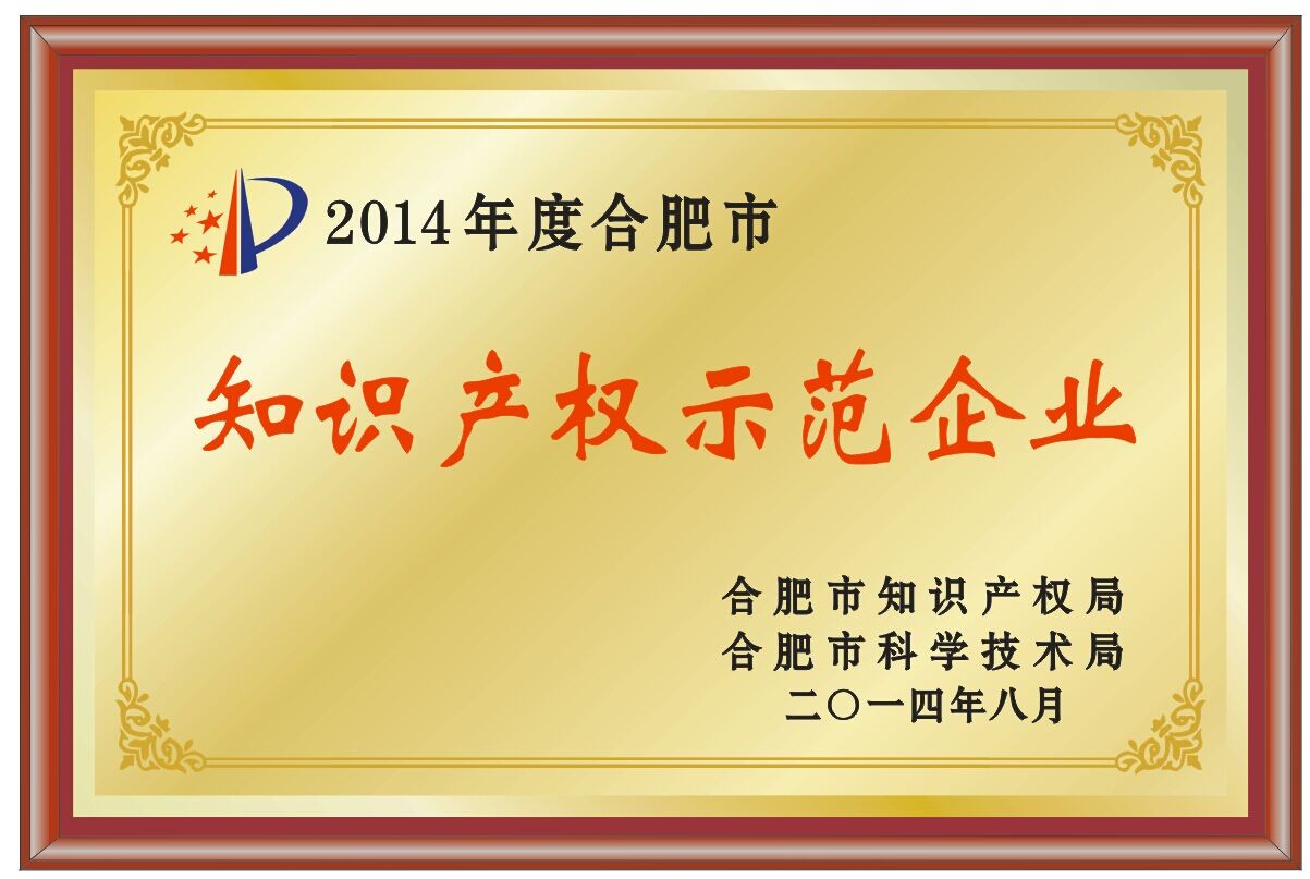 2014年安徽省知識(shí)產(chǎn)權(quán)示范企業(yè)認(rèn)定證書圖片